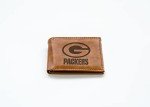 Rico Industries Laser Engraved Billfold Wallet,Lightweight Green Bay Packers , Brown