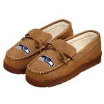 FOCO Seattle Seahawks NFL Mens Team Logo Moccasin Slippers - L