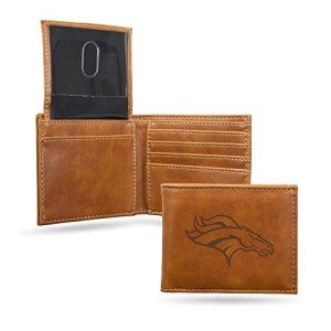 Rico Industries Laser Engraved Billfold Wallet, Denver Broncos, Brown