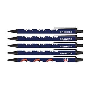 NFL Denver Broncos Disposable Black Ink Click Pens, 5-Pack