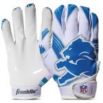 Franklin Sports Detroit Lions Youth NFL Football Receiver Gloves - Receiver Gloves for Kids - NFL Team Logos and Silicone Palm - Youth S/XS Pair