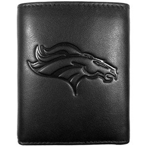 NFL Siskiyou Sports Mens Denver Broncos Embossed Leather Tri-fold Wallet One Size Black