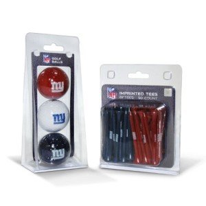Team Golf NFL New York Giants 3 Golf Balls And 50 Golf Tees Logo Imprinted Golf Balls (3 Count) & 2-3/4" Regulation Golf Tees (50 Count), Multi Colored