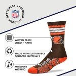 For Bare Feet NFL Youth 4 Stripe Deuce Crew Sock, Cleveland Browns, One Size
