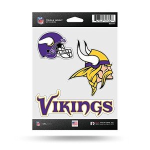 Rico Industries NFL Minnesota Vikings Die Cut Triple Spirit Sticker Sheet, One Size, Primary, 3-Piece