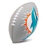 Franklin Sports NFL Miami Dolphins Football - Kids Foam Football - Soft Junior Size 8.5" Ball with 3D Logos - Perfect for Gameday + Tailgates