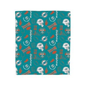 Pegasus Home Fashions Miami Dolphins 50'' x 60'' Collage Icons Polar Fleece Blanket