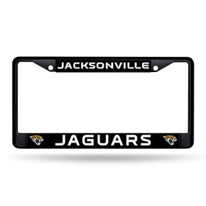Rico Industries NFL Football Jacksonville Jaguars Black Chrome Frame with Plastic Inserts 12" x 6" Car/Truck Auto Accessory