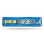 Rico Industries NFL Los Angeles Chargers Home Décor Metal Street Sign (4" x 15") - Great for Home, Office, Bedroom, & Man Cave - Made,Silver