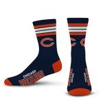 For Bare Feet NFL 4 Stripe Deuce Crew Sock, Chicago Bears, Large