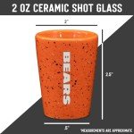 Rico Industries NFL Football Chicago Bears 2oz Ceramic Shot Glass for Fans, Laser Engraved In Team Color Single Shot Glass