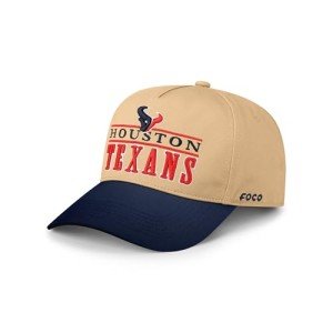 FOCO Men's Houston Texans Cap NFL Team Logo Signature Bars Marquee RF Hat, Khaki