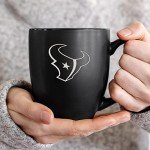 Rico Industries NFL Football Houston Texans Main 15oz Laser Engraved Matte Black Ceramic Bistro Mug - For Hot or Cold Drinks