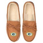 FOCO Green Bay Packers NFL Mens Team Logo Moccasin Slippers - M