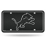 Rico Industries NFL Football Detroit Lions Carbon Fiber Metal Auto Tag 6" x 12" - Great For Truck/Car/SUV