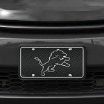 Rico Industries NFL Football Detroit Lions Carbon Fiber Metal Auto Tag 6" x 12" - Great For Truck/Car/SUV