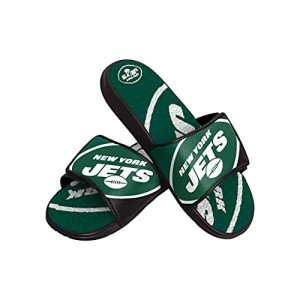 FOCO New York Jets NFL Mens Colorblock Big Logo Gel Slides - L