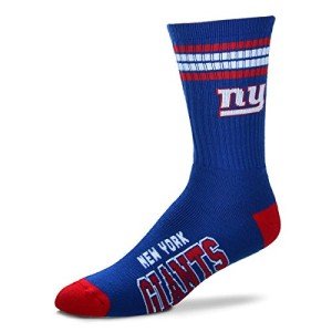 For Bare Feet NFL Youth 4 Stripe Deuce Crew Sock, New York Giants, One Size