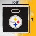 Franklin Sports NFL Pittsburgh Steelers Collapsible Storage Bin NFL Folding Cube Storage Container Fits Bin Organizers Fabric NFL Team Storage Cubes One Size, 11" x 11"