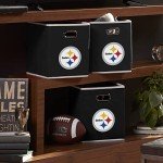 Franklin Sports NFL Pittsburgh Steelers Collapsible Storage Bin NFL Folding Cube Storage Container Fits Bin Organizers Fabric NFL Team Storage Cubes One Size, 11" x 11"