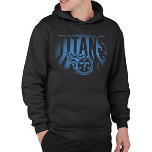 Junk Food Standard Spotlight Pullover Hoodie. Relaxed Unisex Fit, Tennessee Titans-Black, Large
