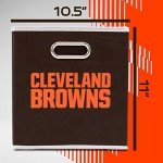 Franklin Sports Cleveland Browns NFL Storage Bin - Collapsible Cube Container + Basket - NFL Office, Bedroom + Living Room Décor - Folding Storage Bin for Football Fans - 11"x11"