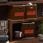 Franklin Sports Cleveland Browns NFL Storage Bin - Collapsible Cube Container + Basket - NFL Office, Bedroom + Living Room Décor - Folding Storage Bin for Football Fans - 11"x11"