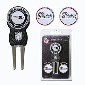 Team Golf NFL New England Patriots Divot Tool Pack With 3 Golf Ball Markers Divot Tool with 3 Golf Ball Markers Pack, Markers are Removable Magnetic Double-Sided Enamel