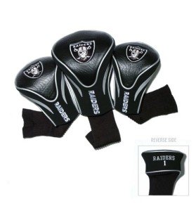 Team Golf NFL Las Vegas Raiders Contour Golf Club Headcovers (3 Count) Numbered 1, 3, & X, Fits Oversized Drivers, Utility, Rescue & Fairway Clubs, Velour lined for Extra Club Protection