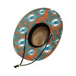 FOCO Mens Nfl Team Logo Floral Lifeguard Beach Sun Straw Hat, Team Logo