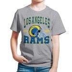 Junk Food Clothing x NFL - Los Angeles Rams - Team Helmet - Kids Short Sleeve T-Shirt for Boys and Girls - Size Small
