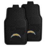 FANMATS 8933 Los Angeles Chargers 2-Piece Heavy Duty Vinyl Car Mat Set, Front Row Floor Mats, All Weather Protection, Universal Fit, Deep Resevoir Design