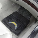 FANMATS 8933 Los Angeles Chargers 2-Piece Heavy Duty Vinyl Car Mat Set, Front Row Floor Mats, All Weather Protection, Universal Fit, Deep Resevoir Design