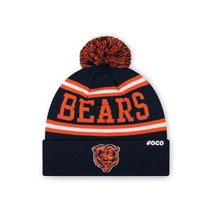 FOCO Chicago Bears NFL Logo Stripe Pom Beanie Hat, Team Color