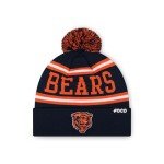 FOCO Chicago Bears NFL Logo Stripe Pom Beanie Hat, Team Color