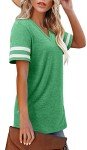 Angerella Womens Short Sleeve Kelly Green Shirts Casual V Neck Summer Tops Loose Fit T Shirt L