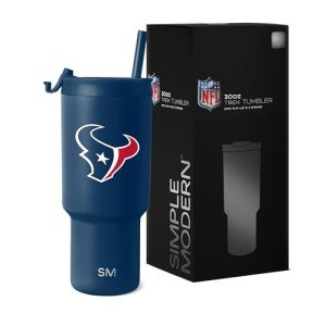 Simple Modern Officially Licensed NFL Houston Texans 30 oz Tumbler with Flip Lid and Straws | Insulated Cup Stainless Steel | Gifts for Men Women | Trek Collection | Houston Texans