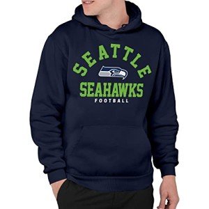 Junk Food Clothing x NFL - Seattle Seahawks - Classic Team Logo - Unisex Adult Pullover Fleece Hoodie for Men and Women - Size Large, Blue