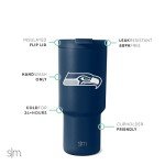 Simple Modern Officially Licensed NFL Seattle Seahawks 30 oz Tumbler with Flip Lid and Straws | Insulated Cup Stainless Steel | Gifts for Men Women | Trek Collection | Seattle Seahawks