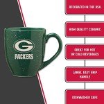 Rico Industries NFL Football Green Bay Packers Primary 16 oz Team Color Laser Engraved Ceramic Coffee Mug