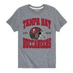 Junk Food Clothing x NFL - Tampa Bay Buccaneers - Team Helmet - Kids Short Sleeve T-Shirt for Boys and Girls - Size Small
