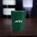 Rico Industries NFL Football New York Jets 2oz Ceramic Shot Glass for Fans, Laser Engraved In Team Color Single Shot Glass