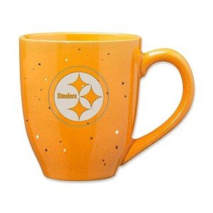 Rico Industries NFL Pittsburgh Steelers Primary 16 oz Yellow Laser Engraved Ceramic Coffee Mug