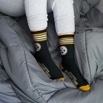 For Bare Feet NFL 4 Stripe Deuce Crew Sock, Pittsburgh Steelers, Medium
