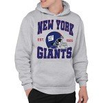 Junk Food Clothing x NFL - New York Giants - Team Helmet - Unisex Adult Pullover Fleece Hoodie for Men and Women - Size Medium
