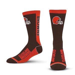 For Bare Feet NFL CLEVELAND BROWNS MVP Crew Sock Team Color Large