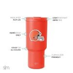 Simple Modern Officially Licensed NFL Cleveland Browns 30 oz Tumbler with Flip Lid and Straws | Insulated Cup Stainless Steel | Gifts for Men Women | Trek Collection | Cleveland Browns
