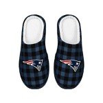 FOCO Men's NFL New England Patriots Sherpa Lined Buffalo Check Memory Foam Slippers, Small (7-8)