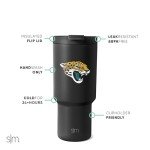 Simple Modern Officially Licensed NFL Jacksonville Jaguars 30 oz Tumbler with Flip Lid and Straws | Insulated Cup Stainless Steel | Gifts for Men Women | Trek Collection | Jacksonville Jaguars