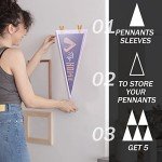 Gueevin 12 x 30 Inches Pennant Holder Clear Plastic Pennant Flag Frame Rigid Pennant Flag Holder for Displaying 12x30'' Pennant(5 Pcs)